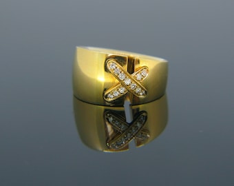 Chaumet Large Double Lien Link Diamonds Ring, 18kt Yellow Gold
