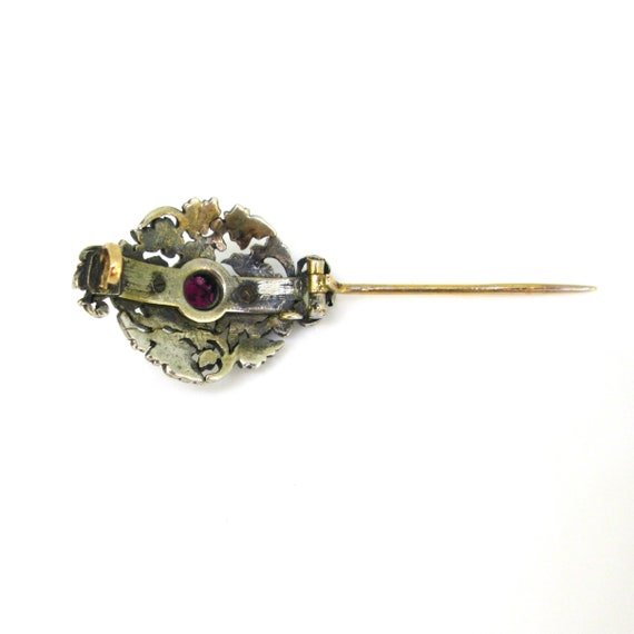 Antique Victorian Ruby Birds Brooch, 18kt gold an… - image 3