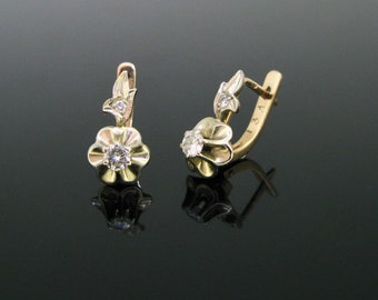 Vintage Diamonds Dormeuses Earrings, 14kt yellow and white gold, circa 1930