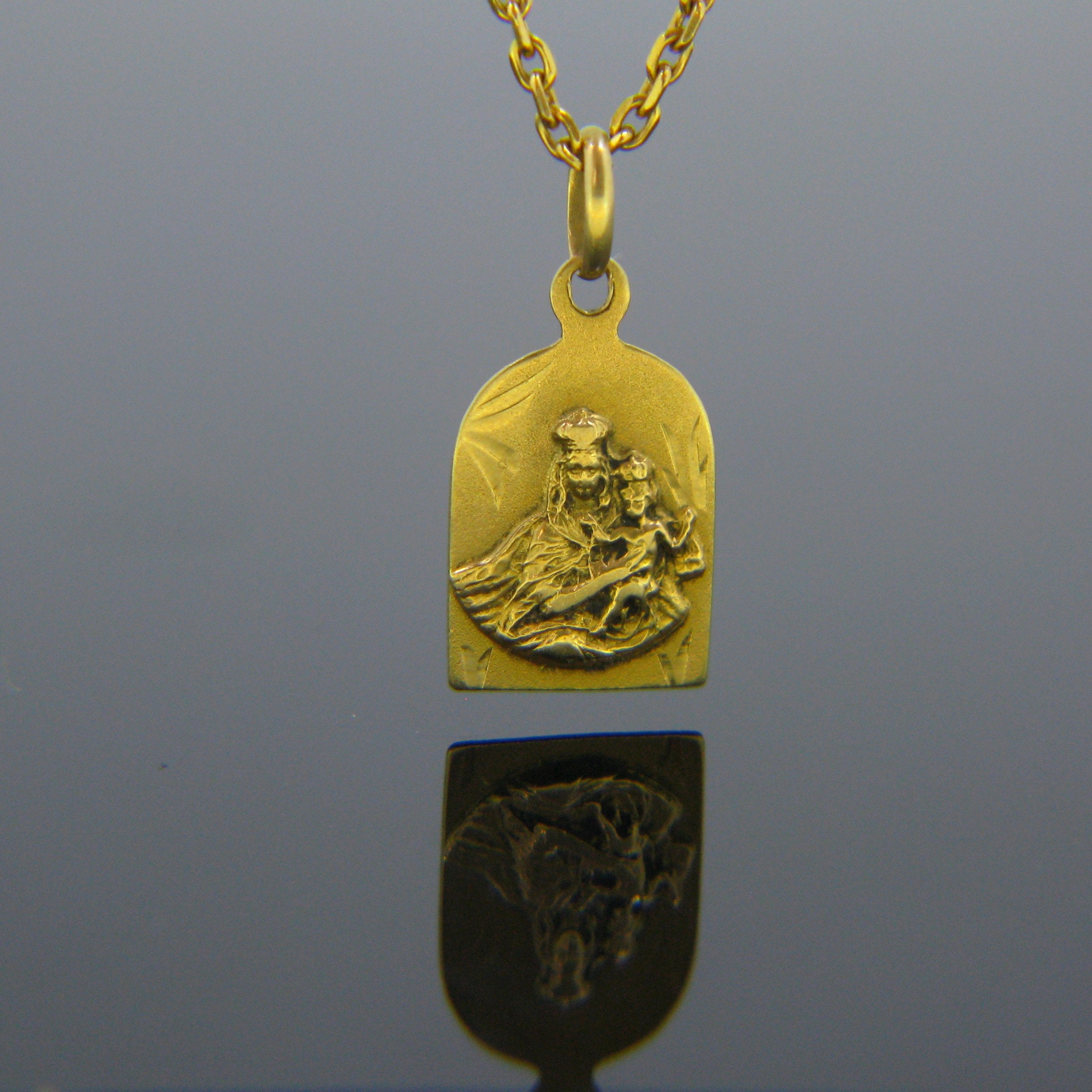 Sacred Heart Scapular Jesus Virgin Mary 18kt Yellow Gold Etsy UK