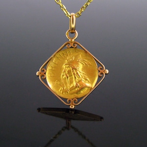 Französische Jugendstil Gallische Krieger-Medaille, 18kt Gold, um 1900