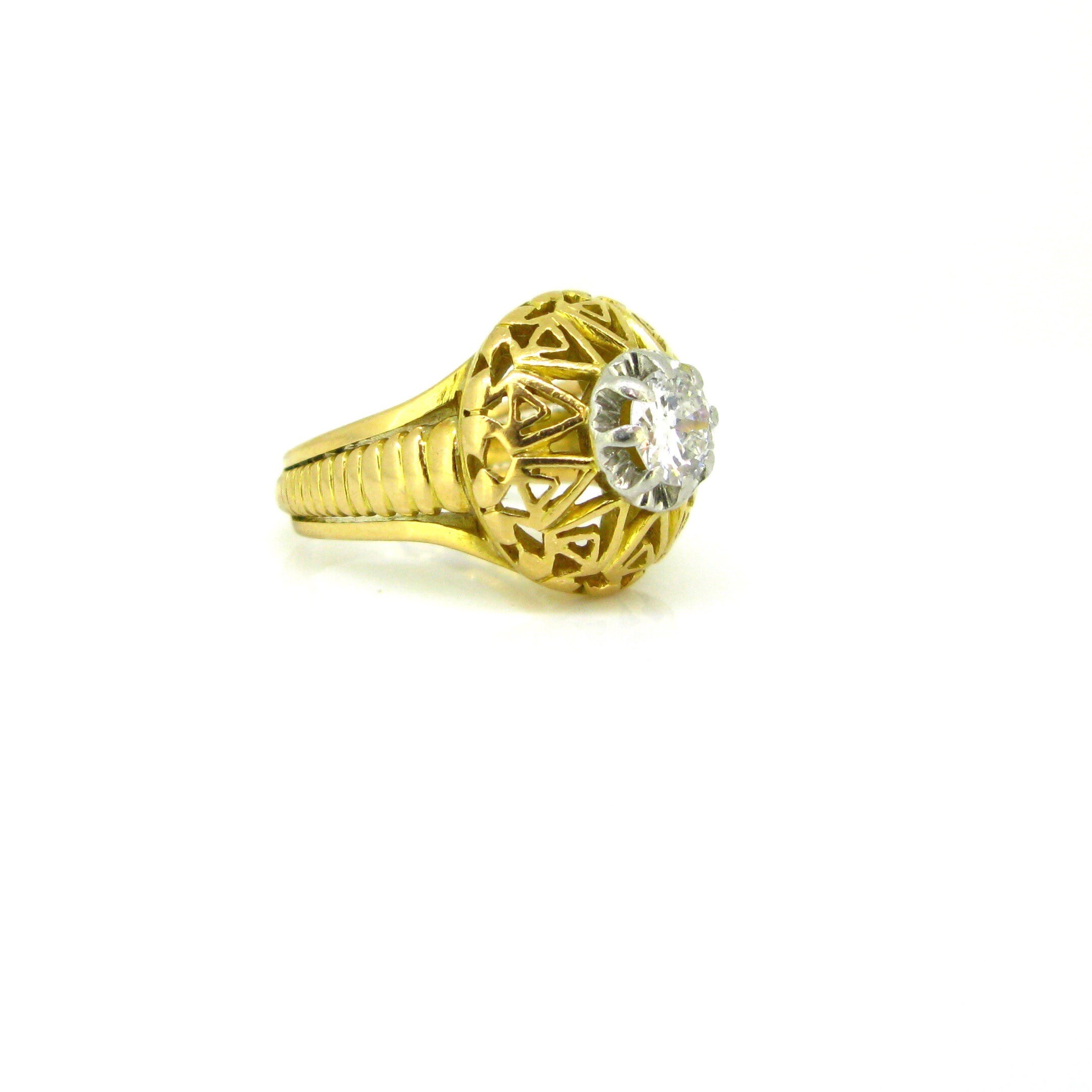 Bomb Star Rings Retro Diamond Bombe Openwork Star Ring 18kt Yellow Gold and - Etsy