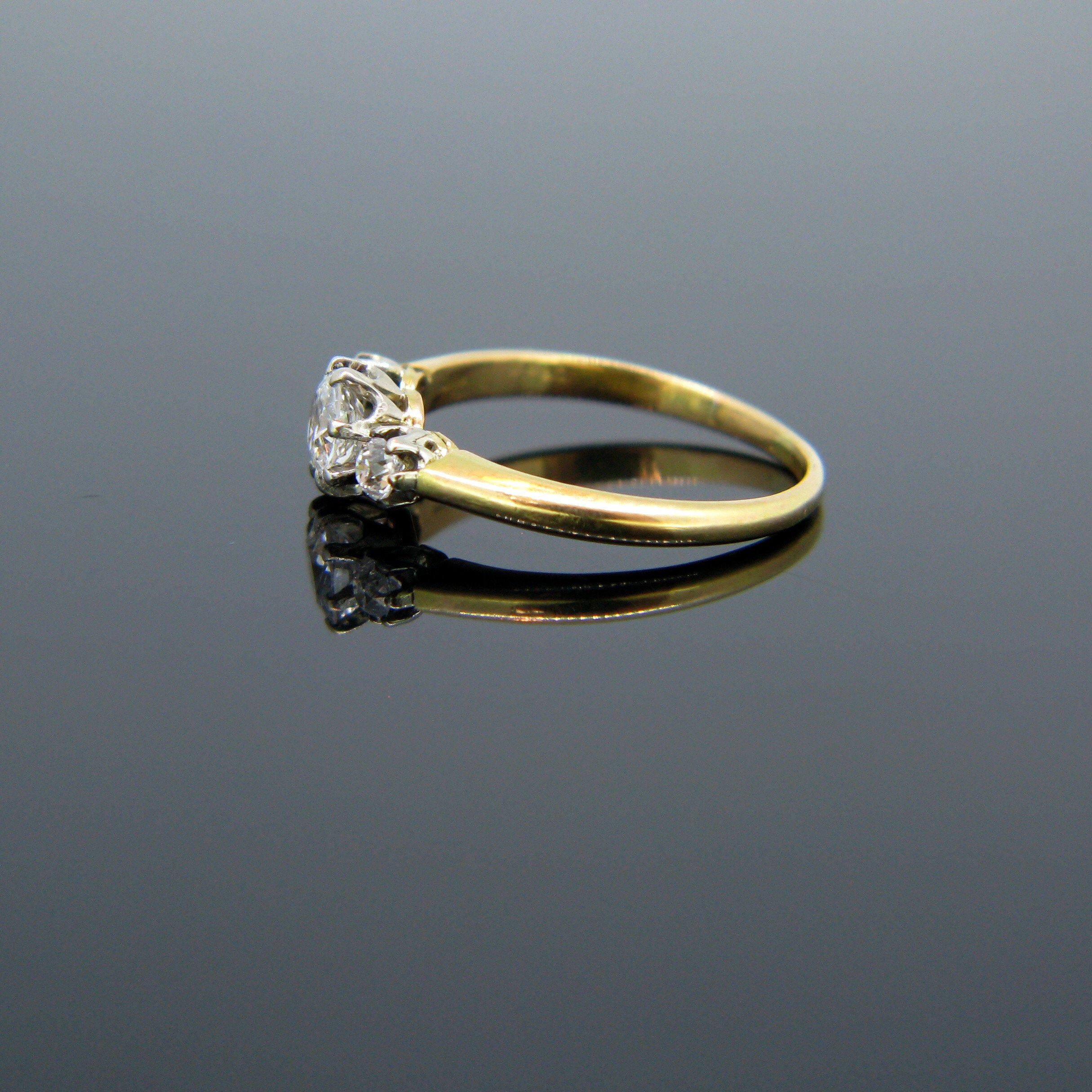Edwardian Three Stone Diamonds Ring 18kt Yellow Gold circa | Etsy