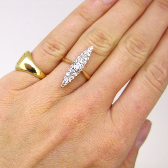 Antique Victorian Old Mine Cut Diamonds Ring, 18k… - image 7