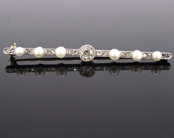 Belle Epoque Diamonds and Pearls Brooch by GERMAIN, 18kt gold and platinum, France, circa 1910