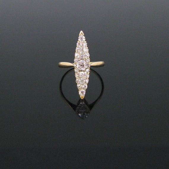 Antique Victorian Old Mine Cut Diamonds Ring, 18k… - image 1