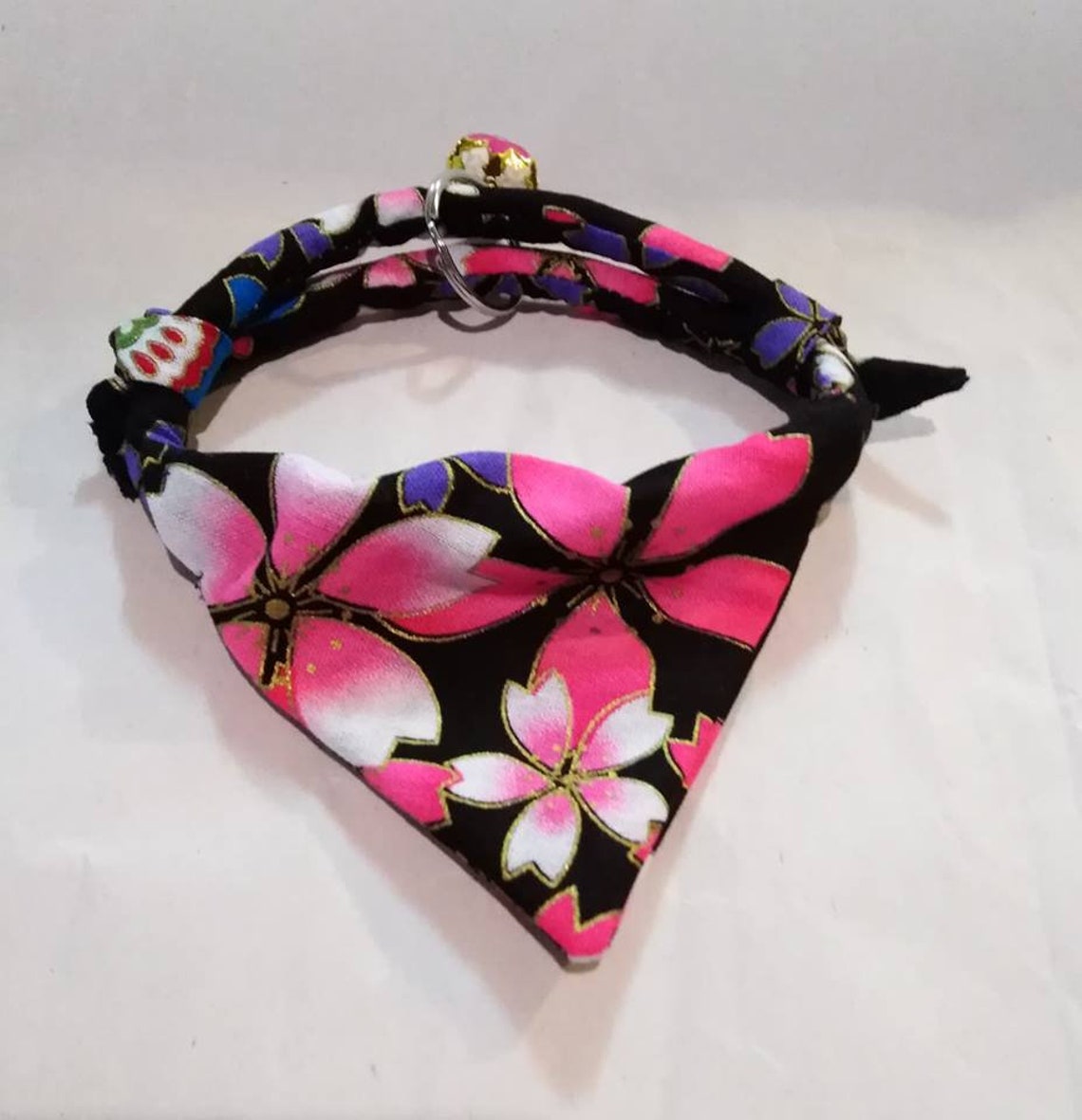 Japanese Style Cat Collar With Triangle Clothes Black Etsy