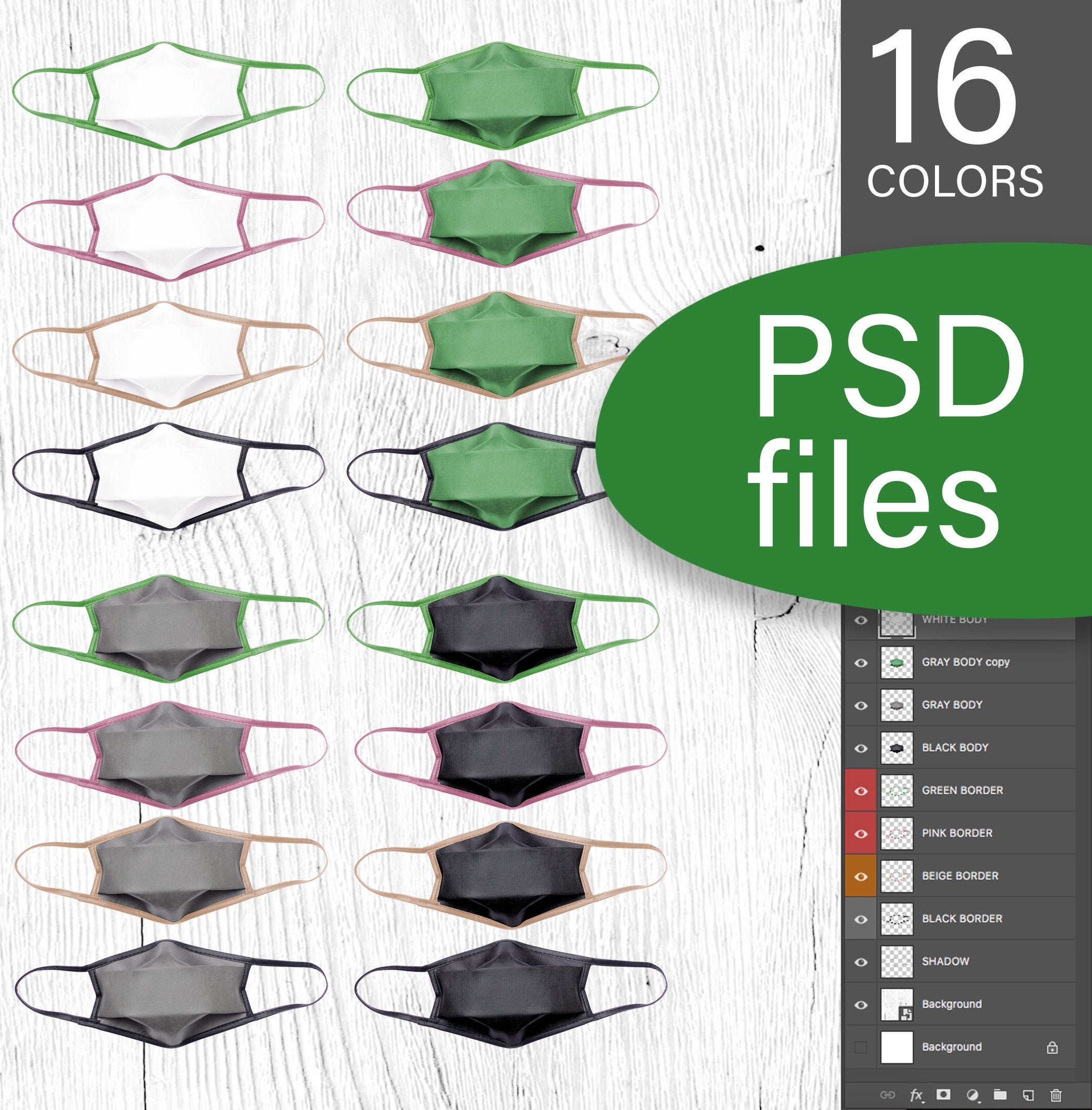 Download Template Psd Face Masks Photoshop Mockup Mockup Design Etsy