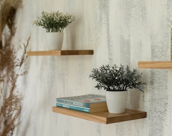 Oak Floating Wall Shelf ELVIS: Modern Handmade Wooden Shelves