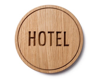 Hotel Sign, Door Sign, Wooden Door Sign, Restaurant Door Plaque, Personalized Sign, Oak Wood Sign, Custom Engraved Sign