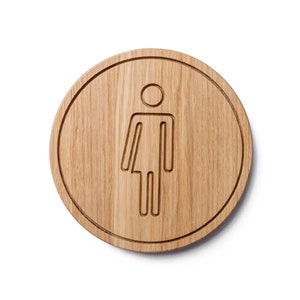 Oak Wood Gender Neutral Restroom Sign: Modern Bathroom Decor
