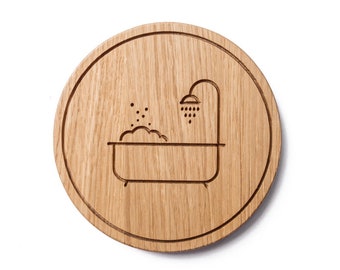 Enseigne de salle de bain, Accessoires de salle de bain, Enseigne d’hôtel, Enseigne de baignoire, Décor SPA, Plaque de porte en bois, Enseigne personnalisée, Enseigne en bois de chêne