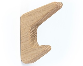 Untreated Solid Oak Wood Wall Hook RAITIS: Modern Coat & Bag Hanger