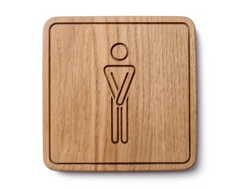 Funny Restroom Sign, Bathroom Accessories, Toilet Sign, WC Sign, Male Restroom Sign, Restroom Decor, Oak Wood Door Sign