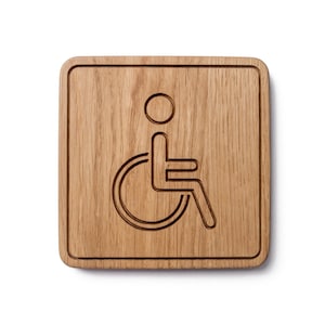 Letrero para personas con discapacidades, Accesorios para sillas de ruedas, Letrero para sillas de ruedas, Acceso para sillas de ruedas, Letrero de puerta de madera de roble