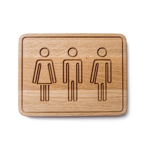 Toilet Sign, Restroom Sign, WC Sign, Bathroom Sign, Restroom Decor, Oak Wood Door Sign, Bathroom Accessories