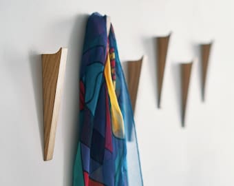Oak Wood Wall Hooks MARTS: Modern Coat Rack, Towel Hangers
