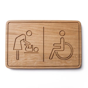 Panneau de toilettes pour personnes handicapées, changement de bébé, panneau de toilette, panneau de porte de salle de bain, panneau de WC, panneau de porte de toilette image 1