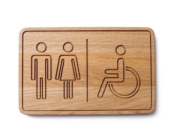 Restroom Sign for People with Disabilities, Toilet Sign, Bathroom Accessories, Bathroom Door Sign, WC Sign, Toilet Door Sign