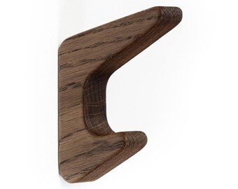 Brown Oak Wood Wall Hook RAITIS: Modern Coat & Bag Hanger