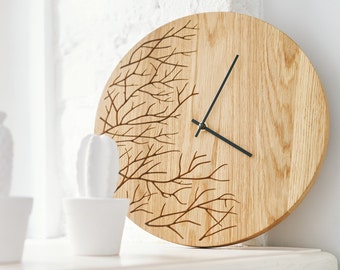 Wooden Clock ALBERTS, Unique Wall Clock Design, Large Wood Clock, Wall Hanging Clock, Modern Wall Decor, Minimalist Oak Wood Wall Clock