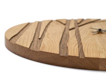 Reloj de pared de madera PAULIS, reloj de madera grande, roble natural grande, diseño de árbol minimalista moderno, arte único de la pared del hogar