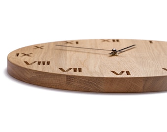 Oak Wood Clock MARKUSS, Wall Clock, Large Clock, Wooden Clock, Oak Wood Wall Clock, Modern Clock