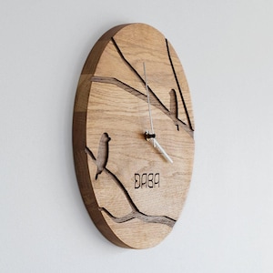 Oak Wood Wall Clock TOMS, Solid Wooden Clock, Wall Hanging, Home Accessory, Living Room Decor, Housewarming Gift Idea, Silent Timepiece zdjęcie 3