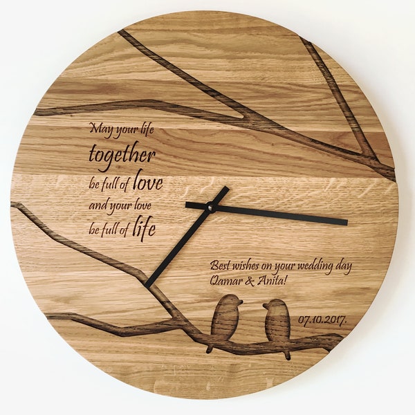 Wedding Gift, Custom Wedding Gift, Anniversary Gift, Wall Clock TOMS with Custom Engraving, Parents Wedding Gift