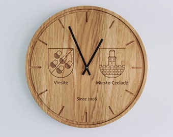 Personalized Gift, Anniversary Gift, Housewarming Gift, Custom Wall Clock KARLIS with Custom Engraving, Wedding Gift