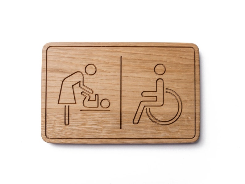 Panneau de toilettes pour personnes handicapées, changement de bébé, panneau de toilette, panneau de porte de salle de bain, panneau de WC, panneau de porte de toilette image 1