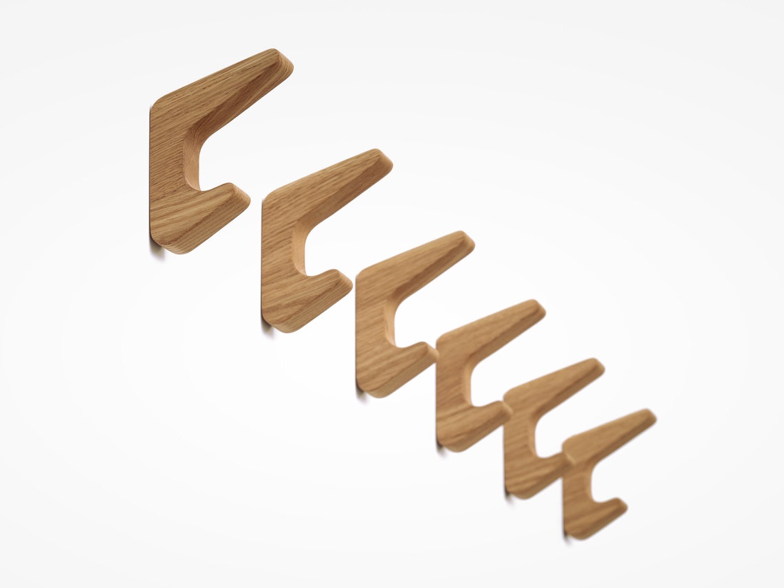 Natural Oak Wood Wall Hooks RAITIS Coat Hooks Wall Mounted Etsy