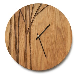 Horloge murale PAULIS, grande horloge en bois, grand chêne naturel, arbre minimaliste moderne, oeuvre d'art murale unique pour la maison image 6