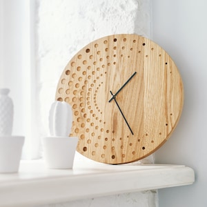 Wall Clock ILMARS, Wooden Clock, Wood Clock, Wall Hanging Timepiece, Modern Clock, Oak Wood Wall Clock