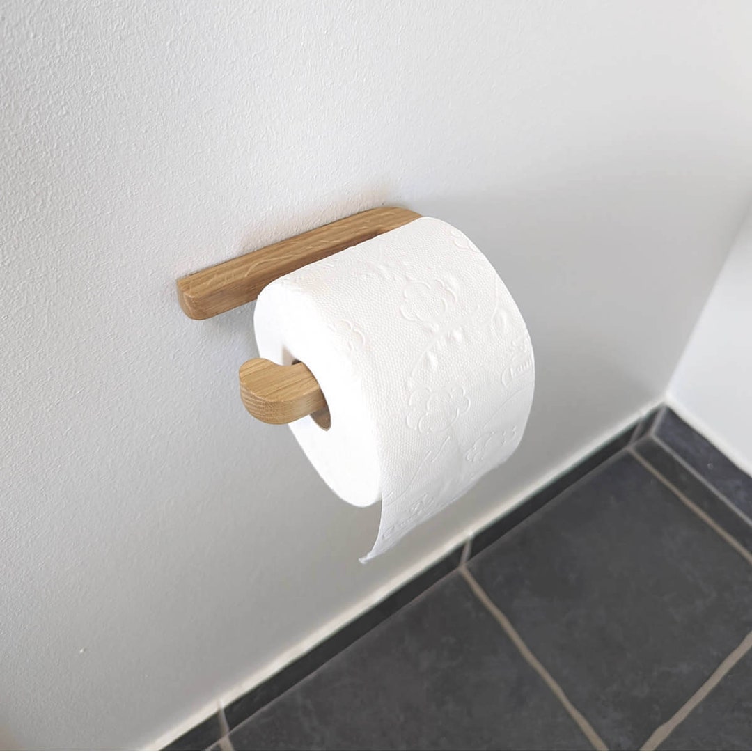 Toilettenpapierhalter Mit Holzablage – Wandmontage, Für Eine Rolle, In Walnuss-Optik Mit Glatter Oberfläche