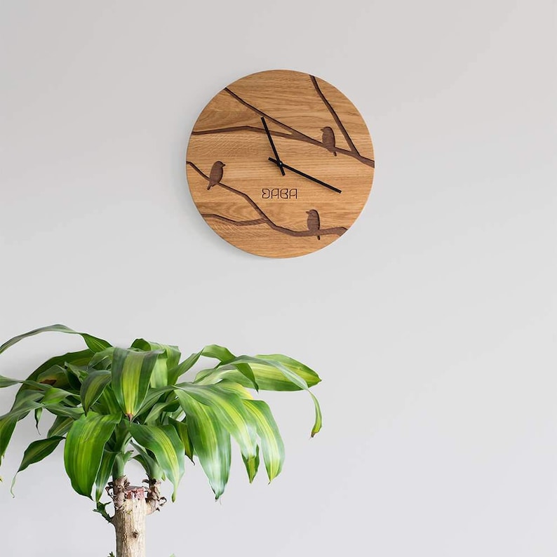 Oak Wood Wall Clock TOMS, Solid Wooden Clock, Wall Hanging, Home Accessory, Living Room Decor, Housewarming Gift Idea, Silent Timepiece zdjęcie 2