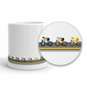 Cyclist Gift Cycling Art Road Bike Drafting Minimal Cycling Graphics Mug (Free Shipping)