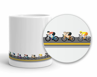 Cyclist Gift Cycling Art Road Bike Drafting Minimal Cycling Graphics Mug (Free Shipping)