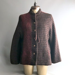 1970s handmade  knitted wool jacket . cute cape like style size 12