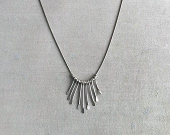 1970s Silver metal aztec style necklace with gift bag