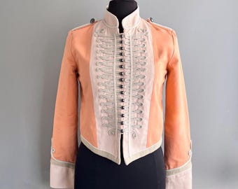 Stella McCartney Embroidered Military Jacket, Pastel Peach, Size 8 UK