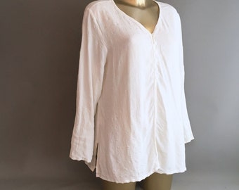 90s Laura Ashley white waffle crepe top / thin jacket size 16 uk