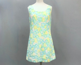 Mini-jurk van katoen met bloemen uit de jaren 60