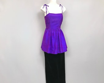 1980s designer Domenico Kaunang silk and velvet evening dress