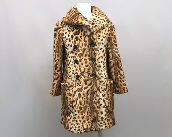 Vintage KUNST Pelz Leopard print Mantel von Top Shop