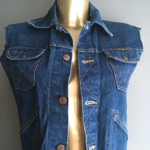 1970er Wrangler Denim Gilet / Shirt / Jacke Gr. 10-12 uk