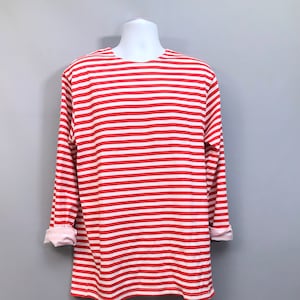 Red and White Bretton Long sleeve T- shirt - 100% Cotton - Unisex - Army Surplus Russian Navy- 3 sizes