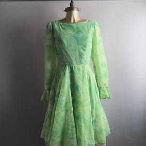 1950s green floaty dress size 8uk / original 50s prom dress