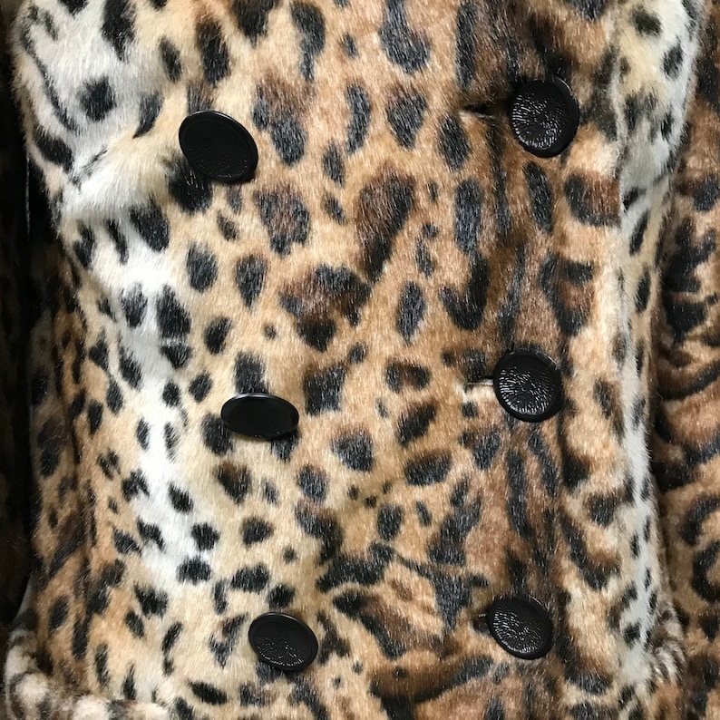 Vintage FAUX Fur leopard print coat Made by Top Shop image 7