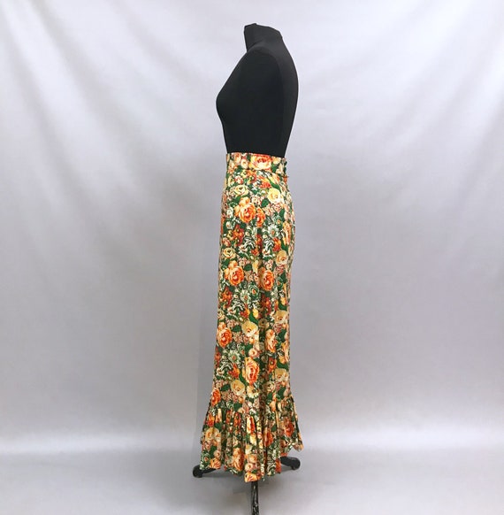 1970s handmade floral print cotton maxi skirt, ne… - image 6
